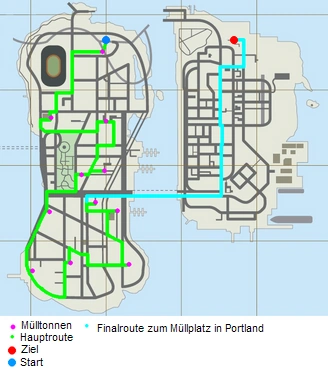 Die Turbo-Müll Route in Staunton Island Karte